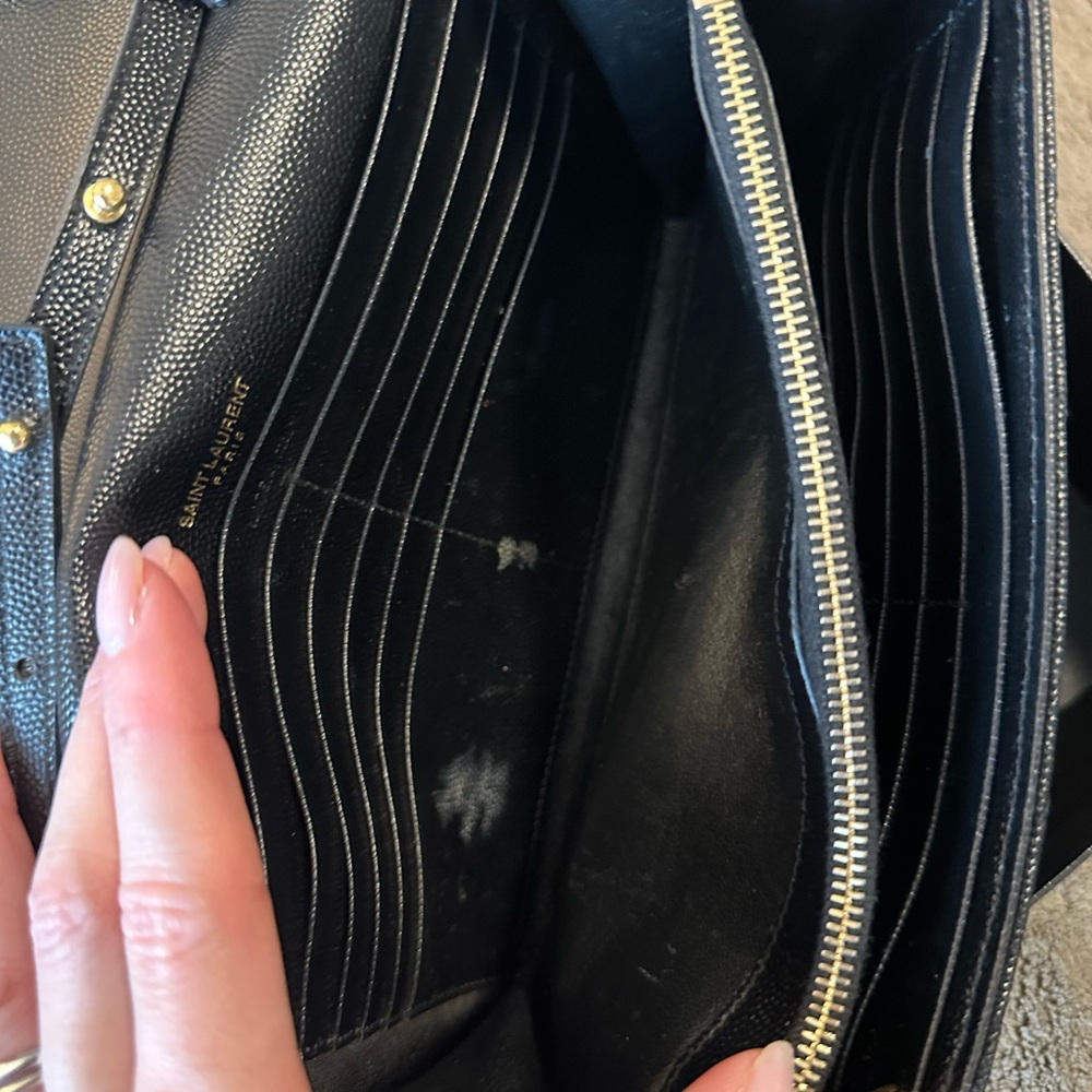 YSL Classic Cassandre Chain Wallet in Grain De Poudre Leather in Black - Picture 10 of 16